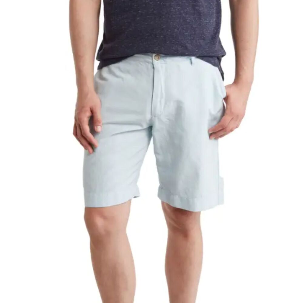 NWT Faherty Malibu Linen & Cotton Chino Shorts 40 LIGHT BLUE